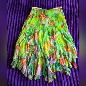 Multi-length Green Multi-Color Skirt